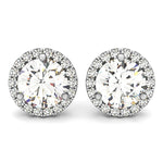 14K White Gold Round Prong Halo Style Earrings (1 ct. tw.)