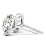 14K White Gold Round Prong Halo Style Earrings (1 ct. tw.)