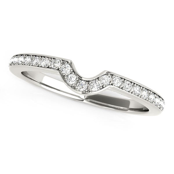 14K White Gold Modern Curved Prong Set Diamond Wedding Band (1/8 ct. tw.)