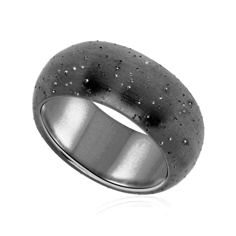 Sterling Silver Black Tone Stardust Dome Design Ring