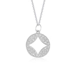 14K White Gold Diamond Studded Circle Pendant with Cut-out (1/3 ct. tw.)