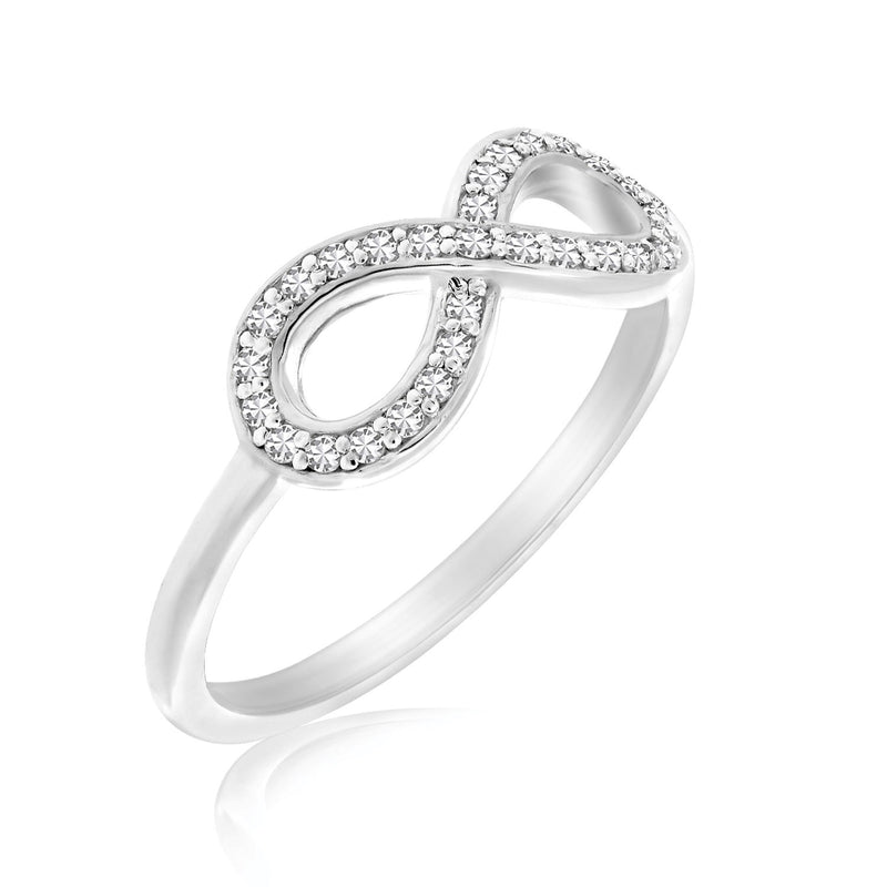 14K White Gold Infinity Ring with Diamond Accents (.17ct tw)