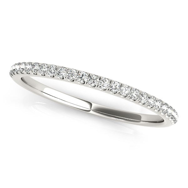 14K White Gold Round Diamond Pave Set Wedding Band (1/8 ct. tw.)