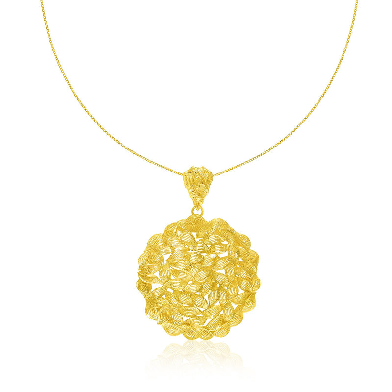 14K Yellow Gold Twisted Link Inspired Round Pendant