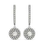 14K White Gold Double Halo Round Diamond Drop Earrings (1 ct. tw.)