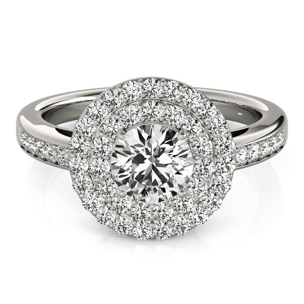 14K White Gold Round with Two-Row Halo Diamond Engagement Ring (1 1/2 ct. tw.)