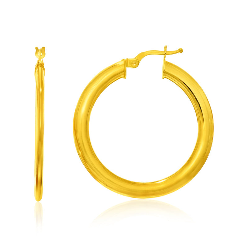 14K Yellow Gold Round Slim Design Hoop Earrings