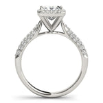 14K White Gold Halo Princess Cut Pave Band Diamond Engagement Ring (1 1/3 ct. tw.)