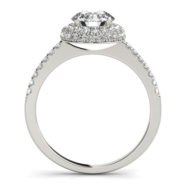 14K White Gold Classic Round Diamond Pave Design Engagement Ring (1 1/2 ct. tw.)