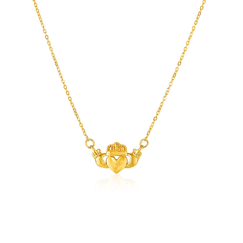 14K Yellow Gold Pendant with Claddagh Symbol