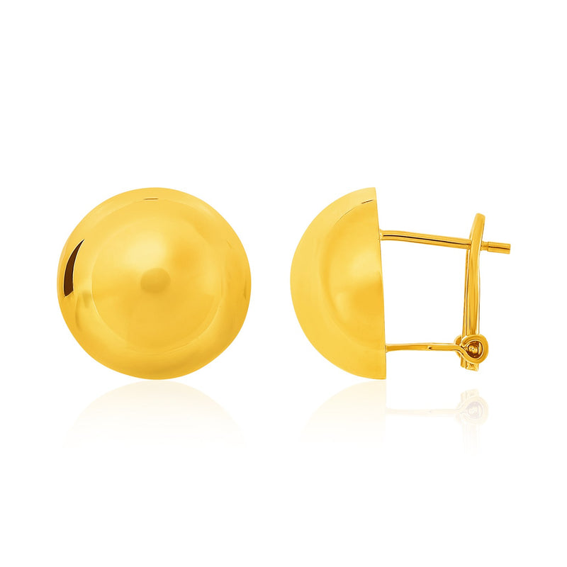 14K Yellow Gold Polished Half Ball Post Earrings