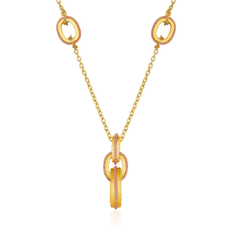 14K Two-Tone Yellow and Rose Gold Link and Chain Necklace