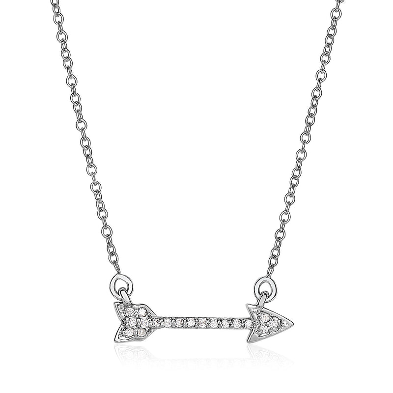 14K White Gold 18 inch Necklace with Gold and Diamond Arrow (1/10 ct. tw.)