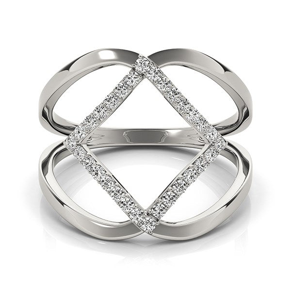 14K White Gold Interlaced Design Diamond Ring (1/5 ct. tw.)