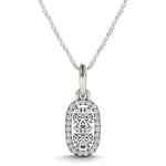 Outer Oval Shaped Two Stone Diamond Pendant in 14K White Gold (5/8 ct. tw.)