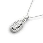 Outer Oval Shaped Two Stone Diamond Pendant in 14K White Gold (5/8 ct. tw.)