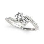 Curved Band Two Stone Diamond Ring in 14K White Gold (3/4 ct. tw.)