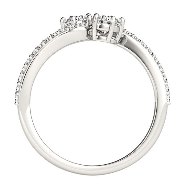 Curved Band Two Stone Diamond Ring in 14K White Gold (3/4 ct. tw.)