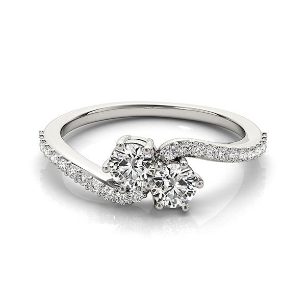 Curved Band Two Stone Diamond Ring in 14K White Gold (3/4 ct. tw.)