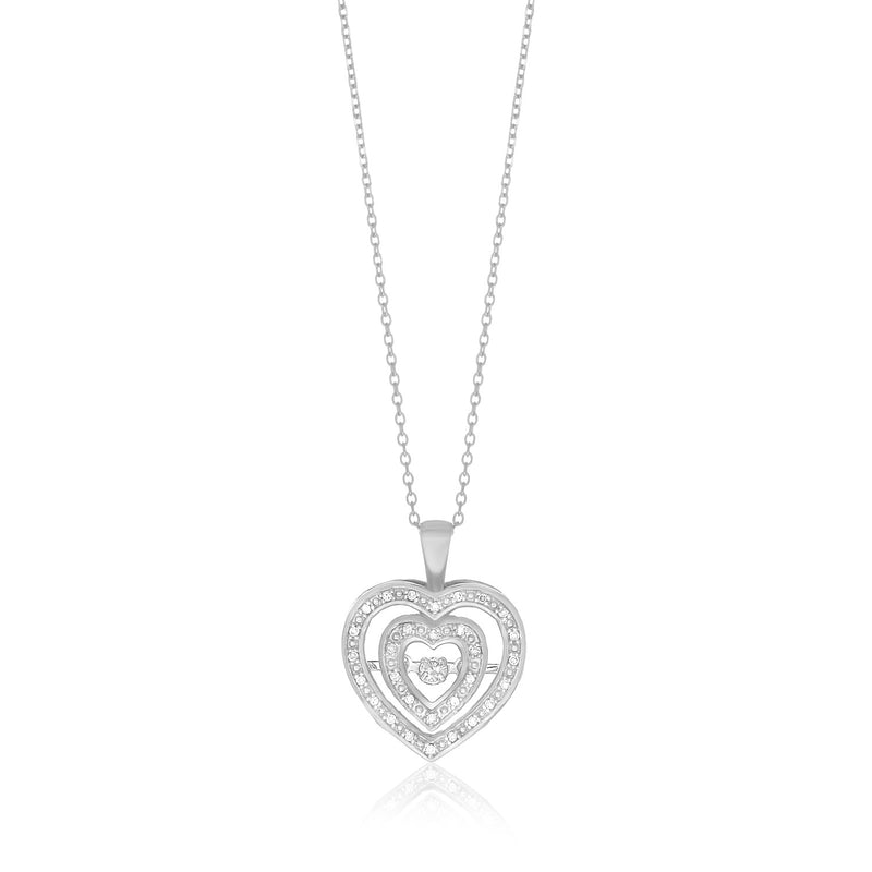 14K White Gold Diamond Embellished Concentric Heart Pendant