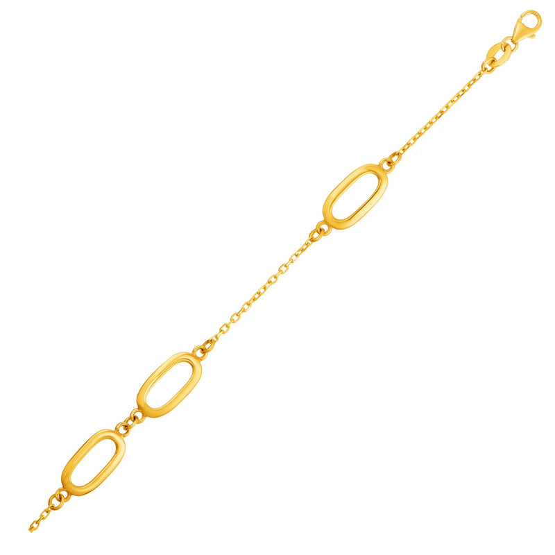 14K Yellow Gold Chain and Soft Rectangular Link Station Bracelet