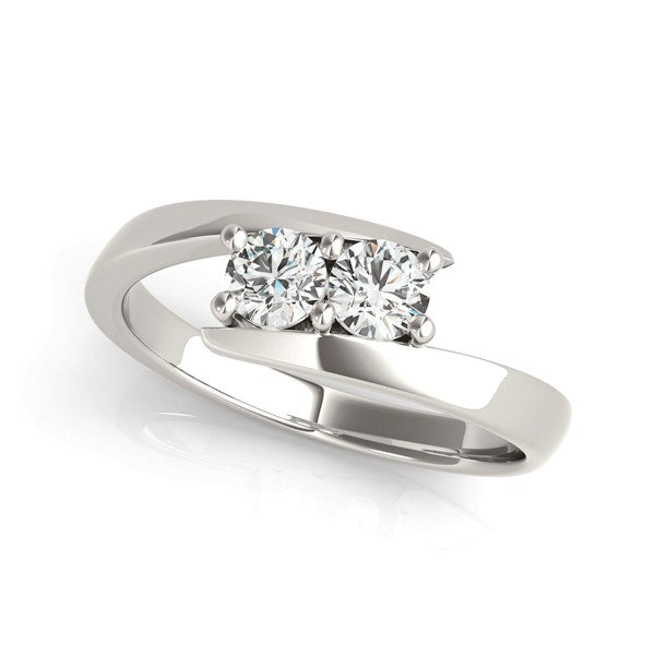 14K White Gold Round Two Stone Common Prong Diamond Ring (1/2 ct. tw.)