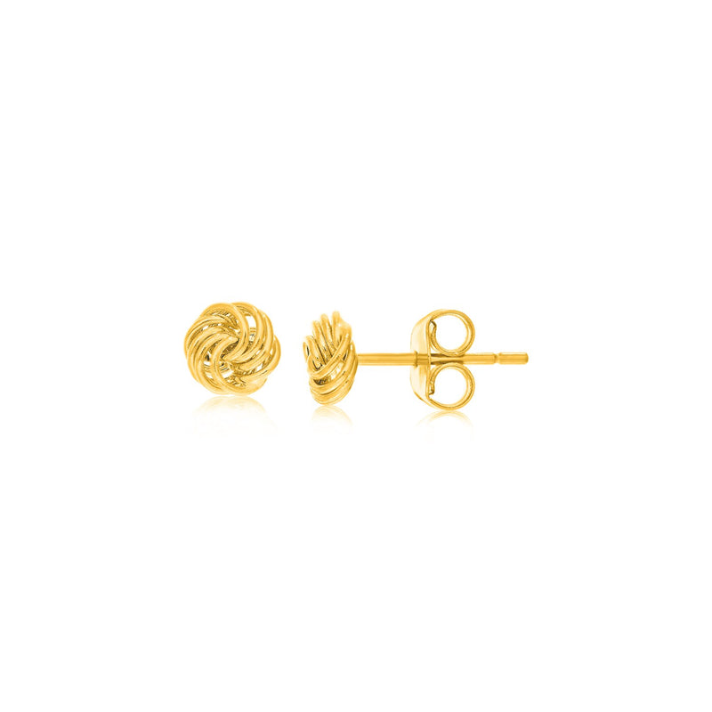 14K Yellow Gold Small Love Knot Motif Stud Earrings