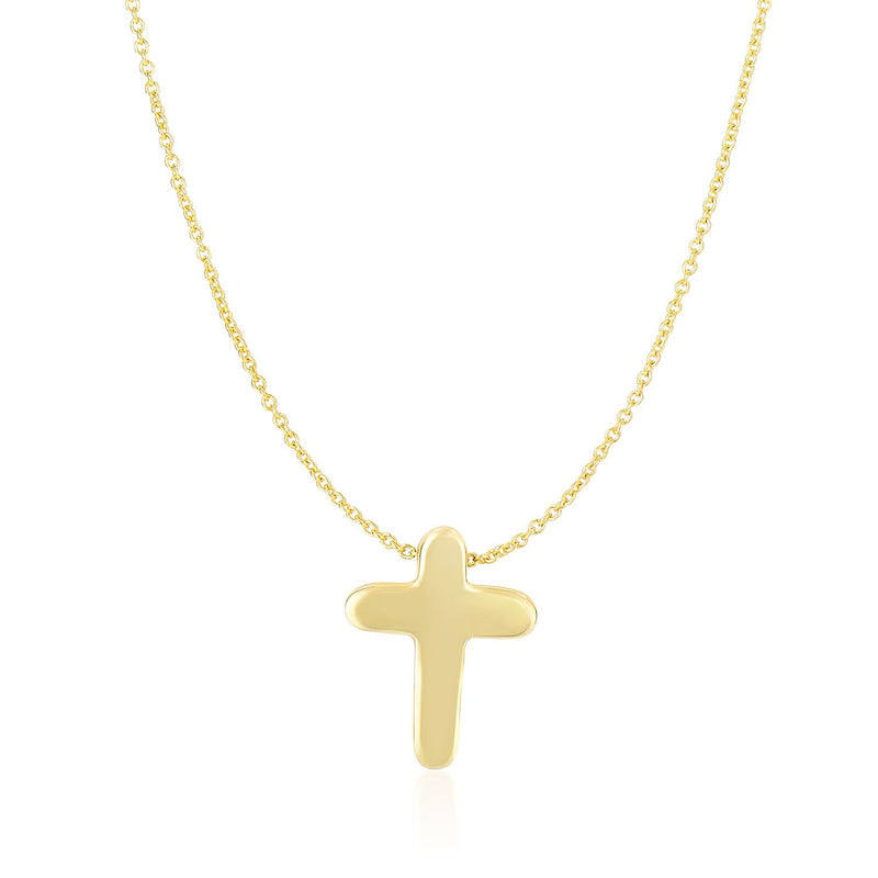 14K Yellow Gold Round Flat Crucifix Chain Necklace