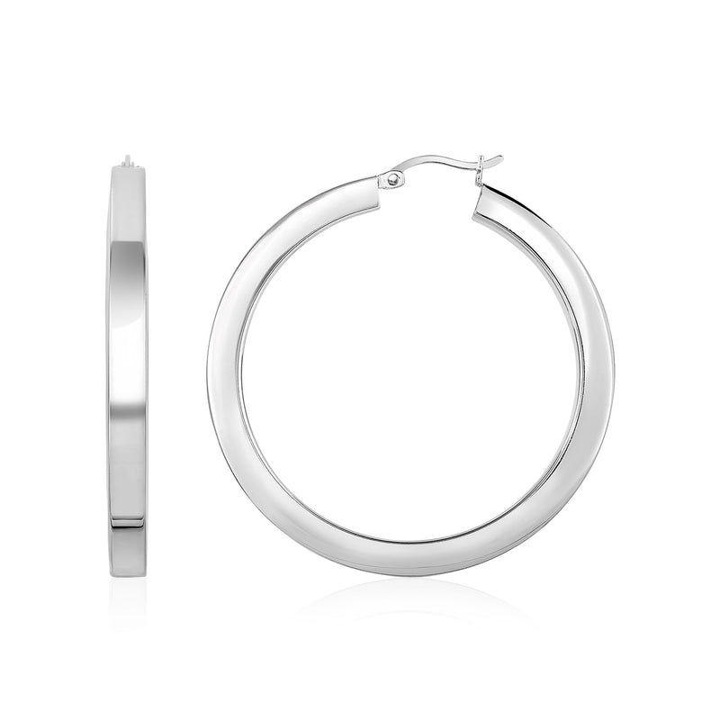 High Polish Tube Hoop Earrings in Sterling Silver