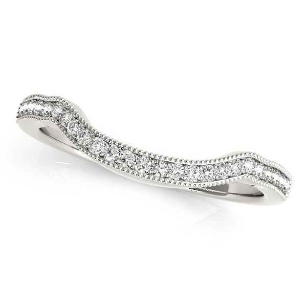 14K White Gold Curvy Style Pave Set Diamond Wedding Band (1/6 ct. tw.)