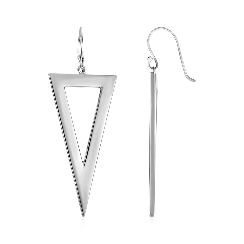 Open Wide Triangle Drop Earrings in Sterling Silver