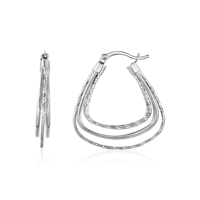 Three-Part Graduated Triangle Hoop Earrings in Sterling Silver