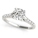 14K White Gold Cathedral Design Round Pronged Diamond Engagement Ring (1 1/8 ct. tw.)