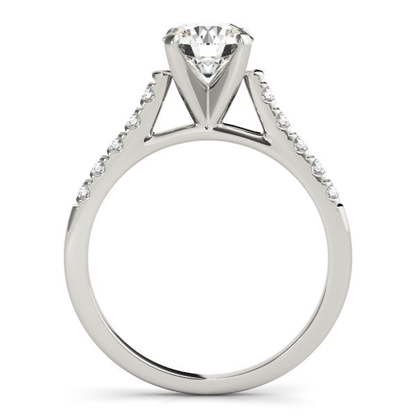 14K White Gold Cathedral Design Round Pronged Diamond Engagement Ring (1 1/8 ct. tw.)