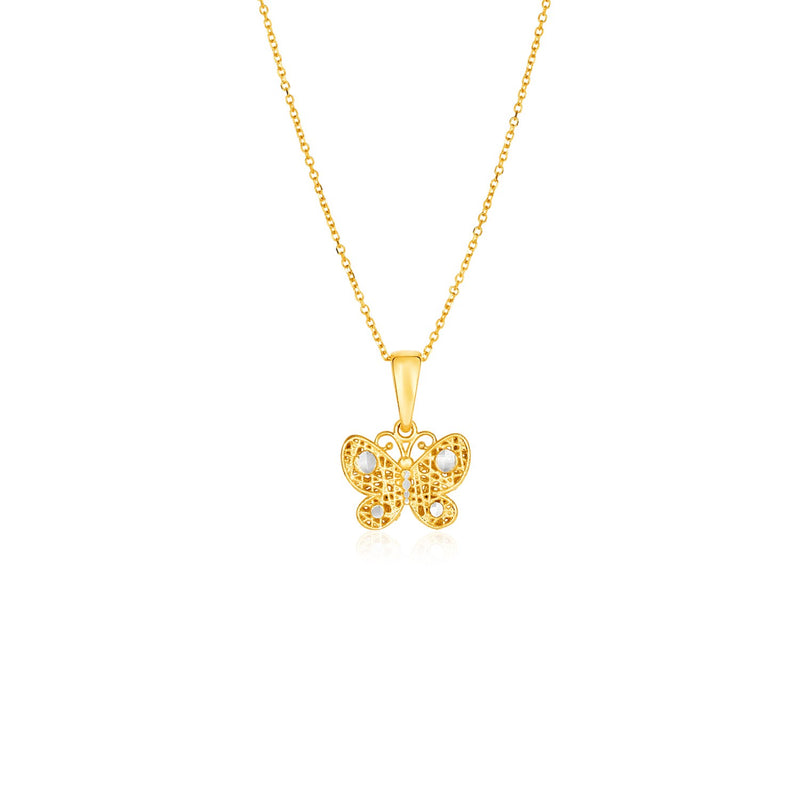 Filigree Style Butterfly Pendant in 14K Yellow Gold