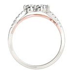 Round Two Stone Diamond Ring with Curved Band in 14K White And Rose Gold (5/8 ct. tw.)