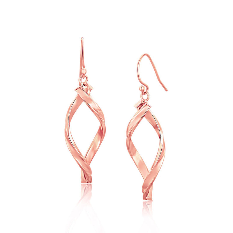 14K Rose Gold Freeform Spiral Motif Drop Earrings