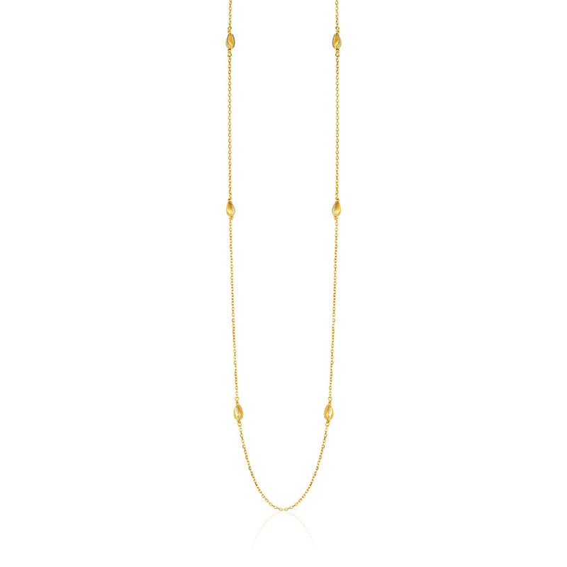 14K Two-Tone Yellow and White Gold Necklace with Teardrop Motifs