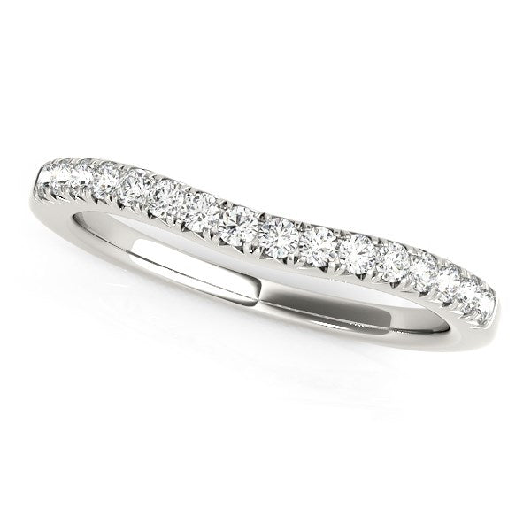 14K White Gold Pave Set Round Curved Wedding Band (1/4 ct. tw.)