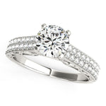 14K White Gold Pronged Round Diamond Antique Style Engagement Ring (1 1/3 ct. tw.)