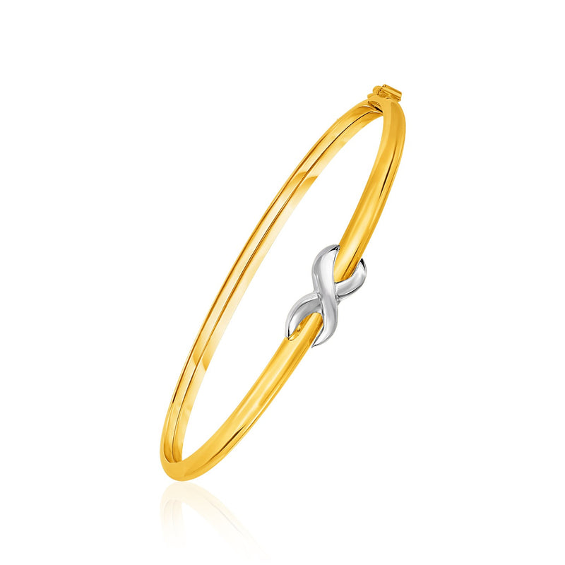 14K Two-Toned Yellow and White Gold Bangle with Infinity Symbol