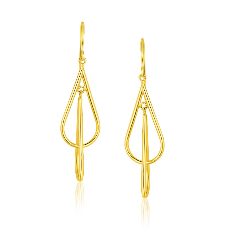 14K Yellow Gold Teardrop Interlaced Dangling Earrings