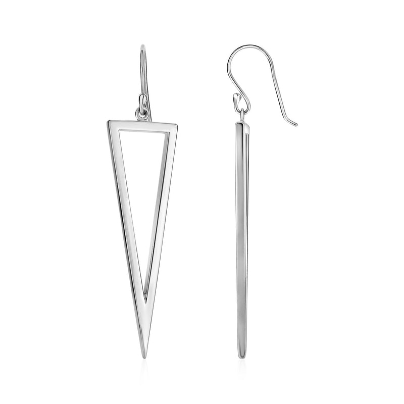 Open Triangle Drop Earrings in Sterling Silver