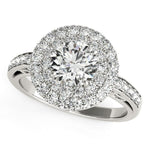 14K White Gold Round Diamond with Two-Row Pave Border Engagement Ring (2 ct. tw.)