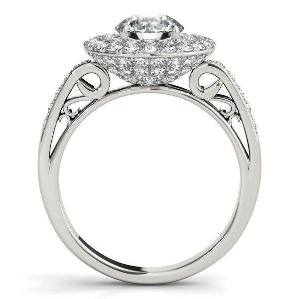 14K White Gold Round Diamond with Two-Row Pave Border Engagement Ring (2 ct. tw.)