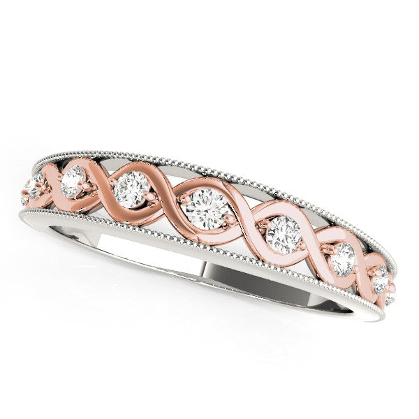 14K White And Rose Gold Infity Diamond Wedding Band (1/8 ct. tw.)