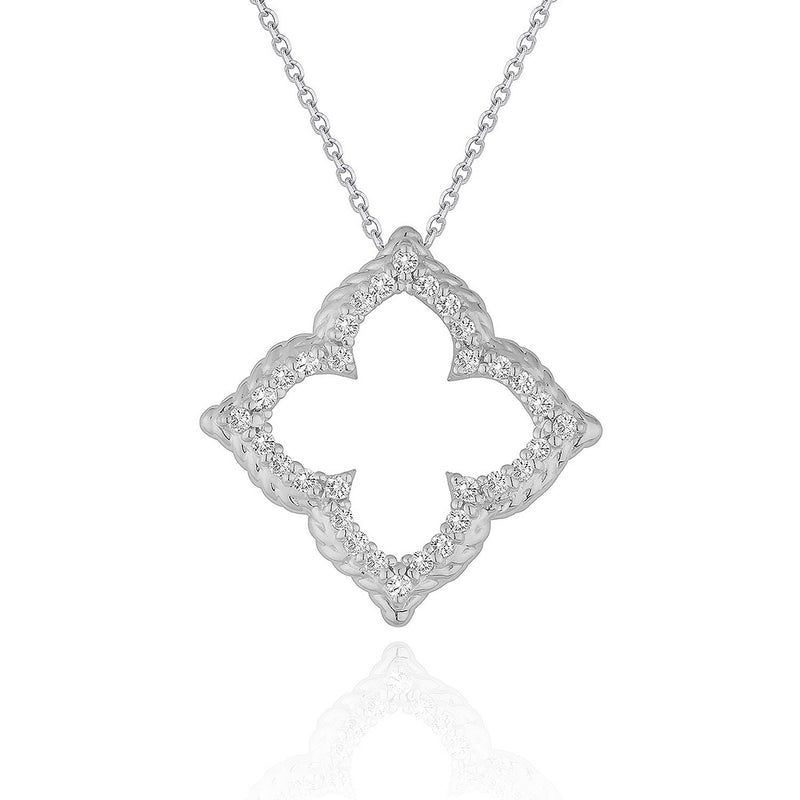 14K White Gold Diamond Cut-out Flower Pendant (1/3 ct. tw.)