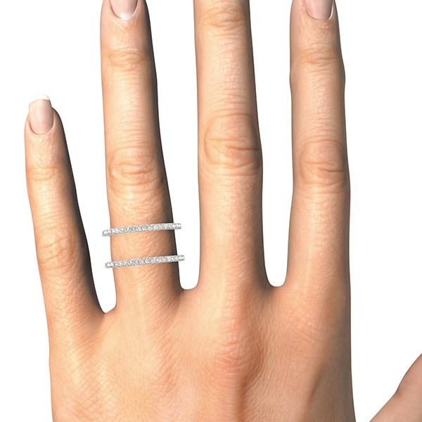 14K White Gold Dual Band Design Ring with Diamonds (1/3 ct. tw.)