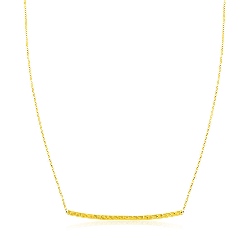 14K Yellow Gold Thin Textured Bar Necklace