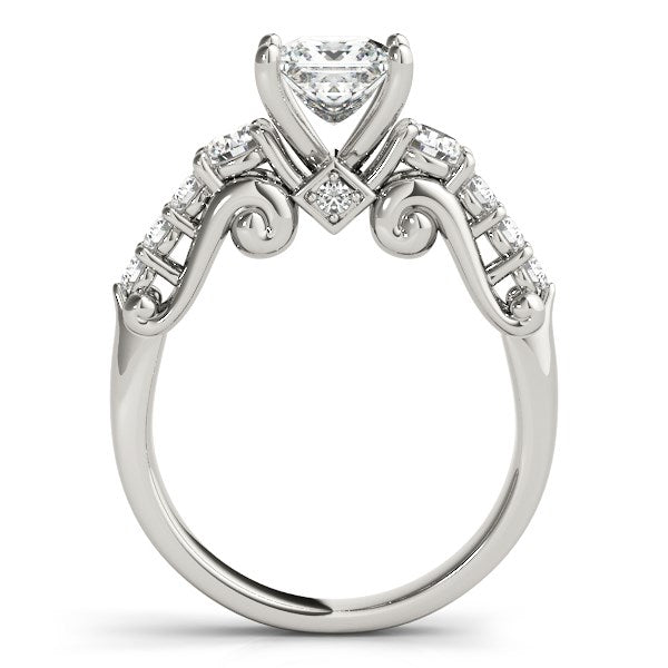 14K White Gold 3 Stone Princess Cut Antique Design Diamond Engagement Ring (1 3/4 ct. tw.)